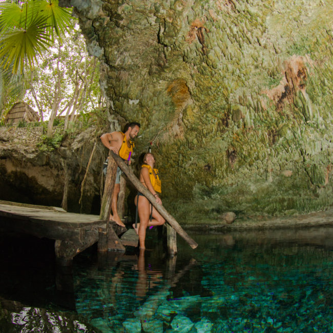 Swimming in an opened cenote