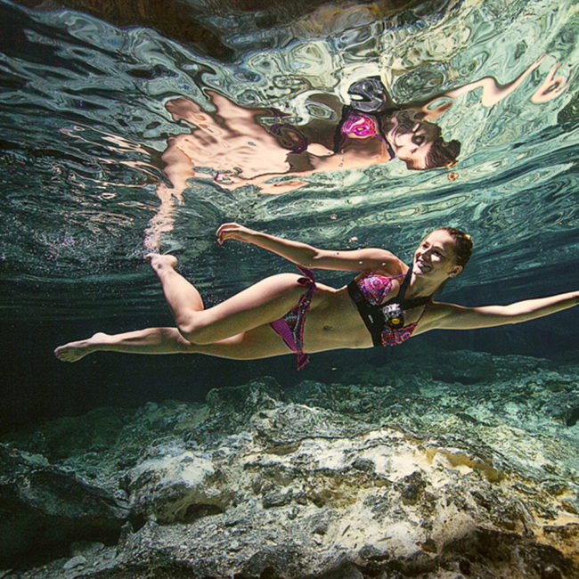 Night swim in a cenote